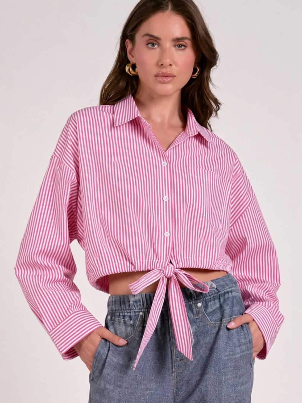 ELAN Sailor Tie-Front Colared Shirt